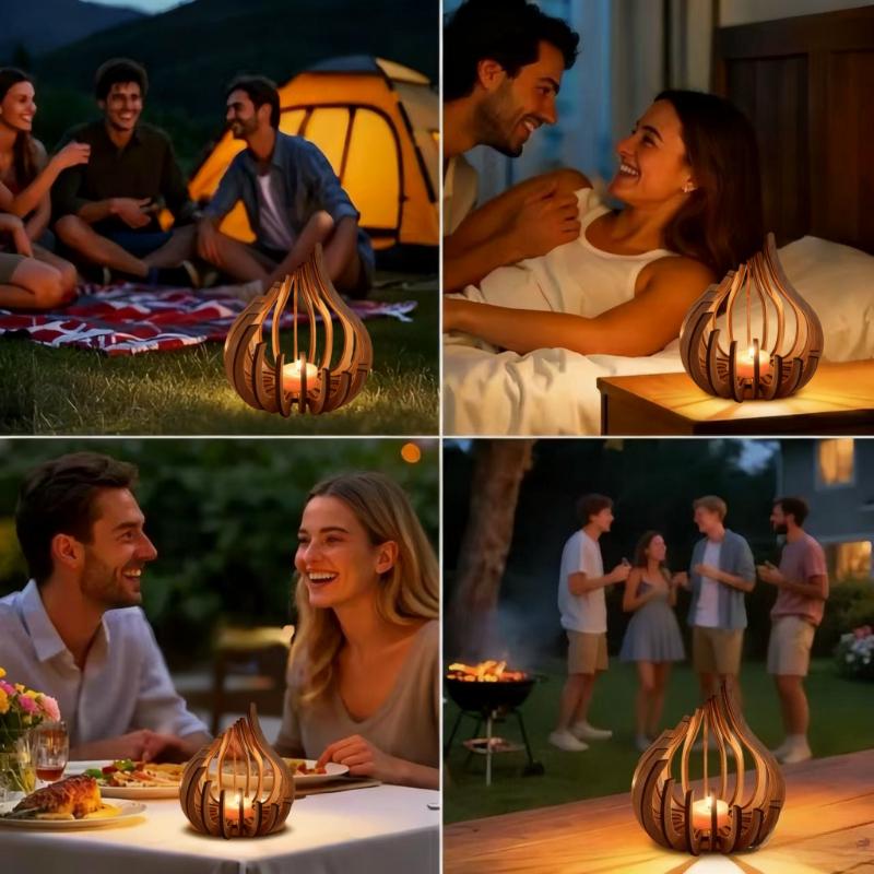 Artwork Streamline Wooden DIY Handmade Candle Holder Decoration Ornament Candle Holder, Creating A Warm Atmosphere