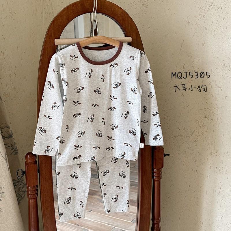 Cartoon Bunny Kids Pajamas Set 2025 Fall Winter Lycra Cotton Round Neck Sleepwear Boys Girls
