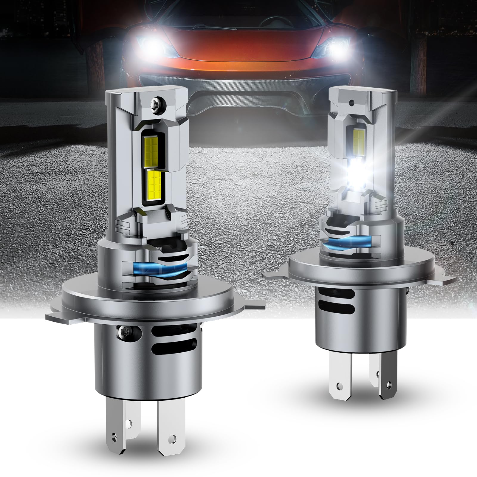 

SEALIGHT H4LED Фара, Взрывной свет 2024 года, 30 000 Лм, Оснащена 32 чипами, 4 охлаждения H4 серебряный