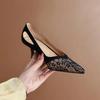 Spring and Autumn Lace Hollow Mesh Pointed High Heels Sexy Light Mouth Single Shoes Women