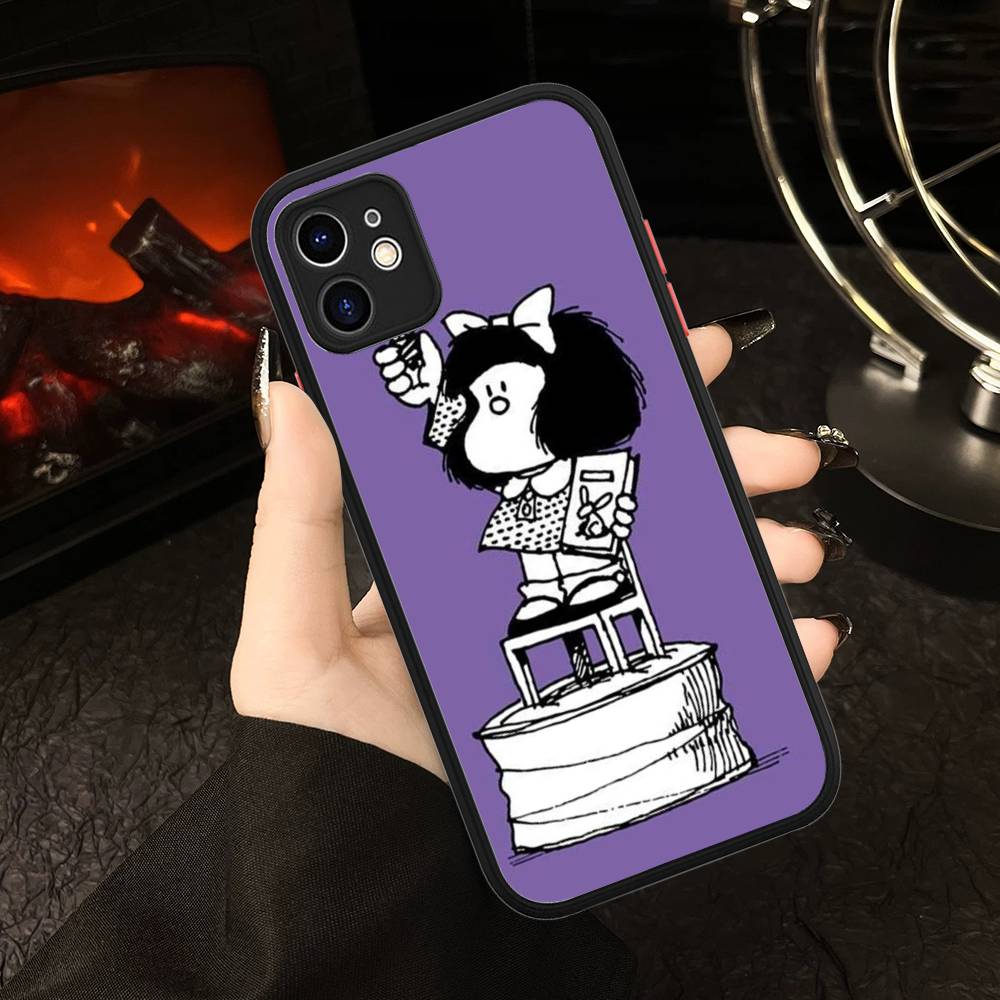 Popular Cartoon M-Mafalda Phone Cases For IPhone 16 15 14 Plus 13 12 11 Pro Max Matte Oft Bumper Phone Cover