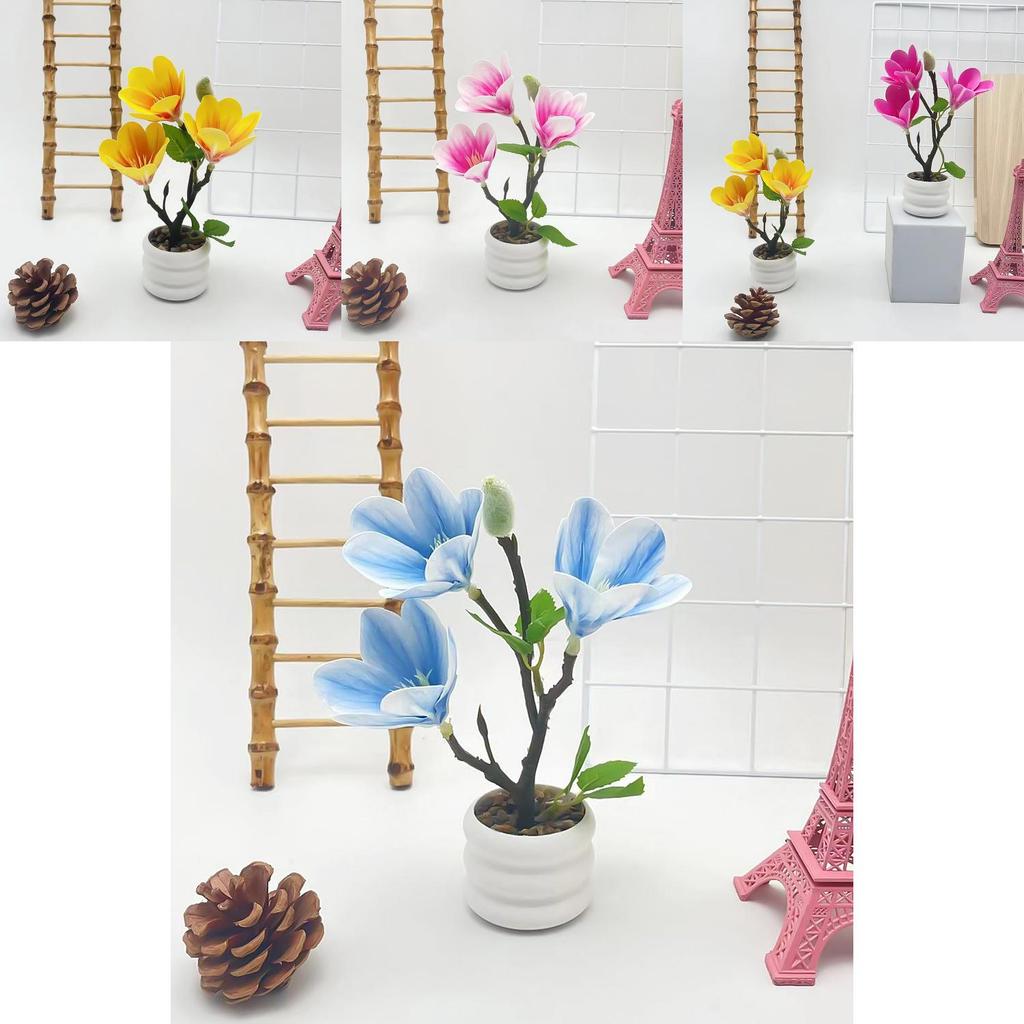 Simulated Jade Magnolia Flower Pot For Table Centerpiece Gift Home Party Decor