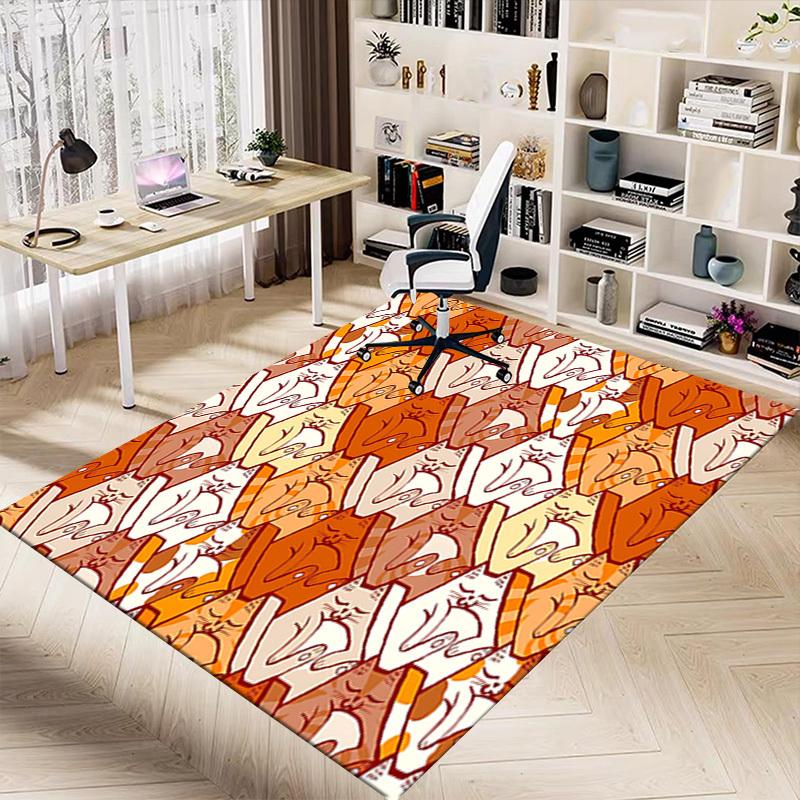 1PC Cat Pattern Non-Slip Floor Carpet Compatible for Office&Living Room&Dining Room - Flat-Weave Machine- Soft & Pattern-E307