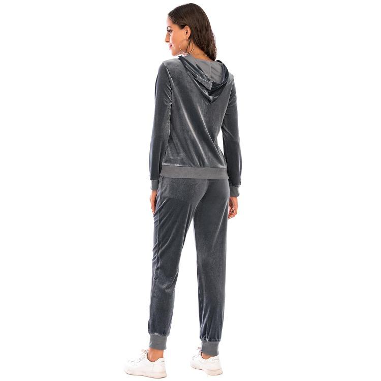 Velvet Velour Tracksuit Set Women Soft Stretch Lounge Zip Up Hoody and Jogger Pants Relaxed Sports Outfit