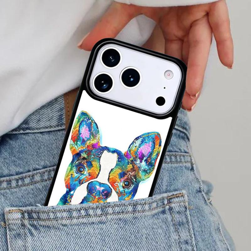 Cute French Bulldog Boston Terrier Phone Case for iPhone 16e 15 14 13 12 17 Pro Max Plus Air 17pro Cover Coque