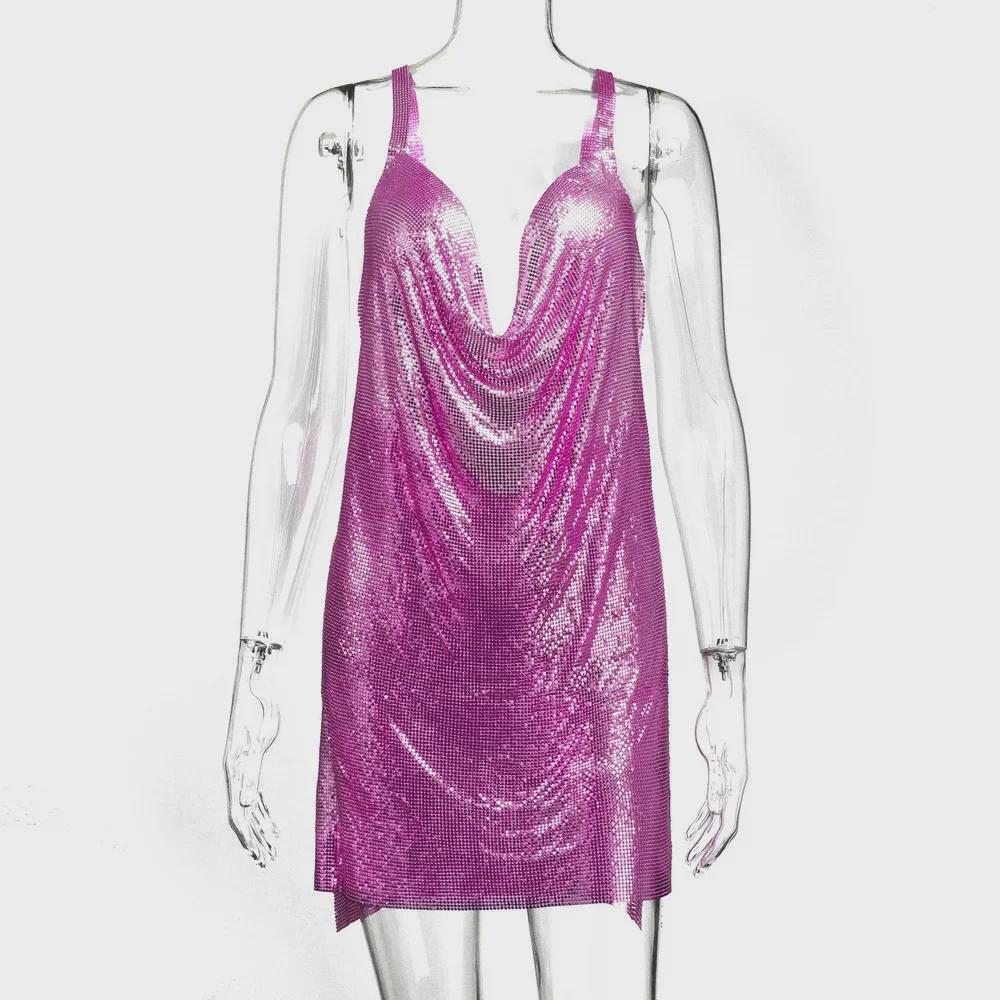 Sequined V-Neck Backless Sling Dress - 2025 Nightclub Hot Sale