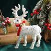 Cartoon Deer Christmas Decorations White Foam Desktop Ornament With Bells Scene Making Christmas Tree Embellishment