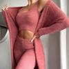 Ladies Teddy Lounge Wear Set Womens 3 Piece Tracksuits Fleece Pyjamas Cardigan