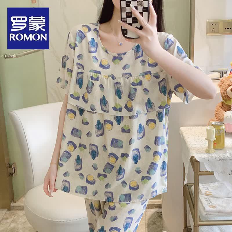 ROMON Women s 2026 Summer Cotton-Blend Pajama Set XL