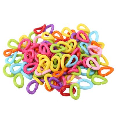 100 Adet Plastik Kuş C Klipsleri Kancalar Zincir Bağlantıları Kendin Yap Papağan Oyuncakları Karışık Renk