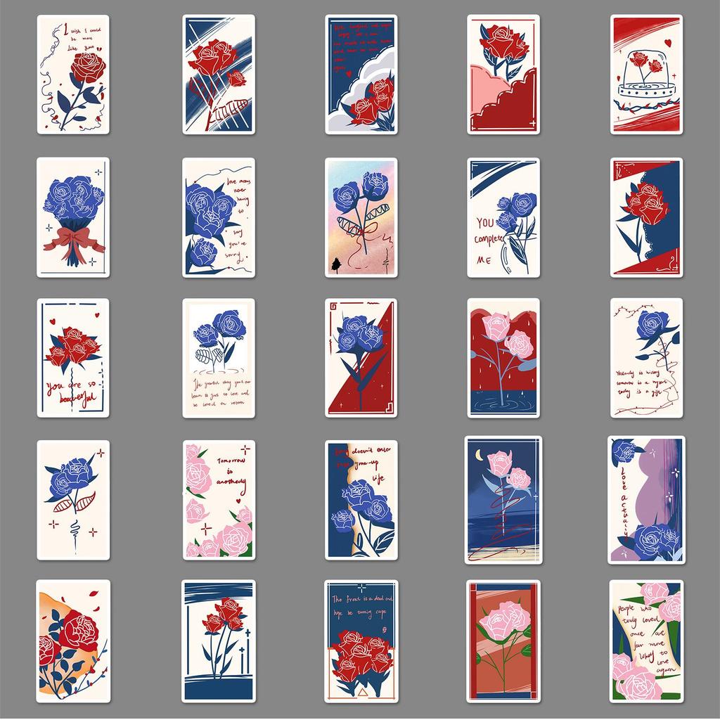 50 Cute Waterproof Cartoon Flower Bookmarks & Decorative Stickers for DIY Journals and Phone Cases