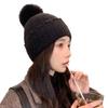 New Hat for Women's Rabbit Hair Pearl Wool Ball Cap Solid Color Versatile Winter Warm Knitted Wool Hat Thick