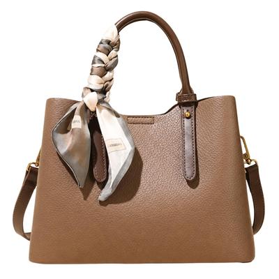 PU Leather Lightweight Shoulder Bag [Chicer] With Scarf Women's 2-way Bi-color (Nude Brown)