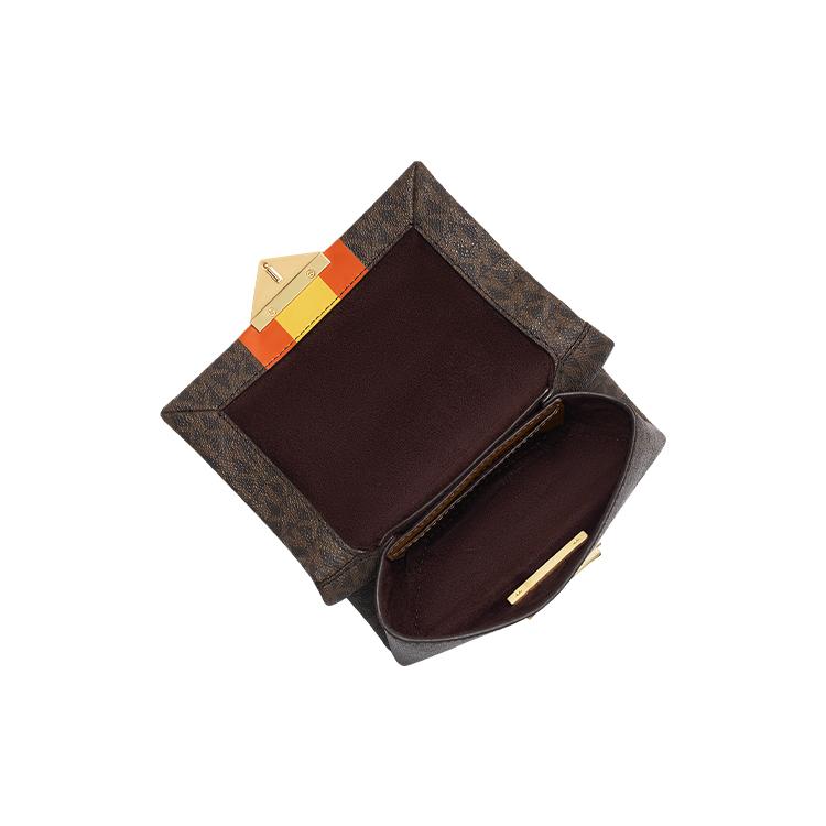 New MICHAEL KORS Cece Cow Leather Shoulder Bag Crossbody Bag Extra Small Women's Dark Brown & Brown & Orange Red & Yellow 32F1G0EC0U-634