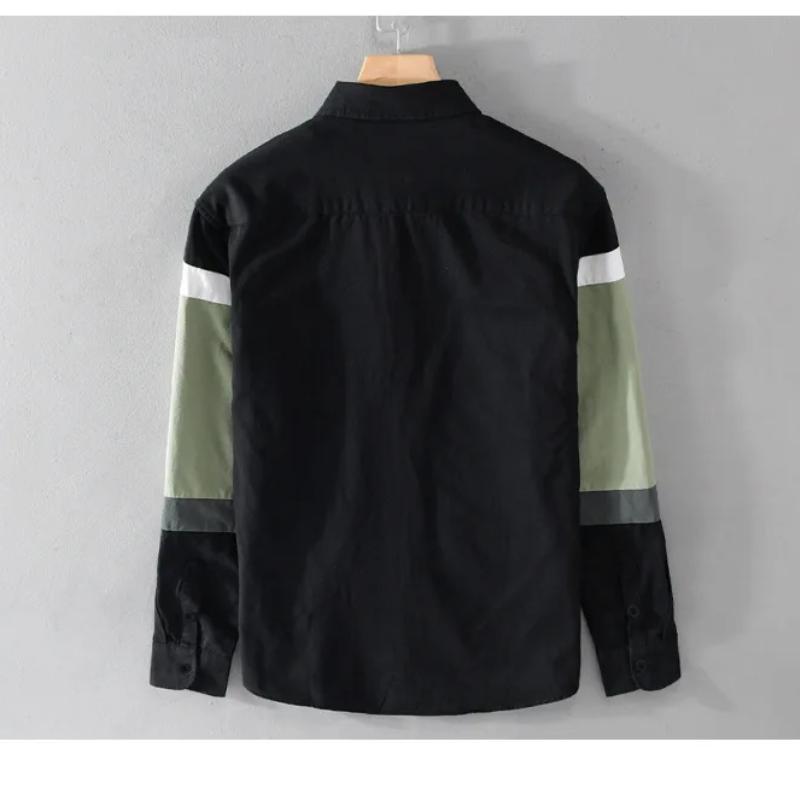 2024 New Fashion White Shirt Men Streetwear Youth Casual Long Sleeve Pure Cotton Shirt Stitching Design Men Tops Spring Loose Shirt
