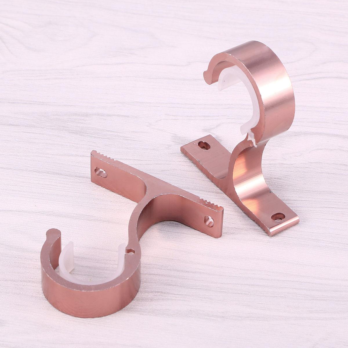 2 Stuks Gordijnroede Beugel Aluminiumlegering Dikke Enkele Montagebeugel Heavy Duty Metalen Gordijnroede Ondersteuning Houder ( Roos ) rosé gouden kleur