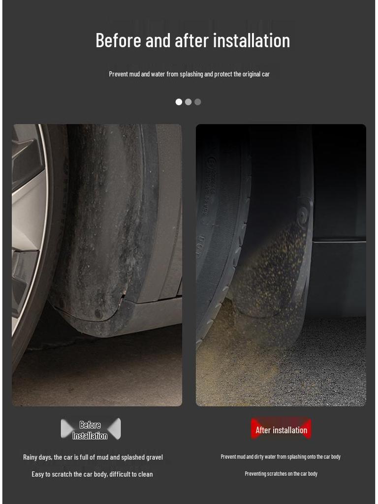 Apărători de noroi Tesla Model 3 & Y: Apărători de noroi față și spate TPE fără găurire