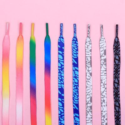 8MM Rainbow Gradient Colorful Shoelaces for White Flat Shoes, Personalized Printing