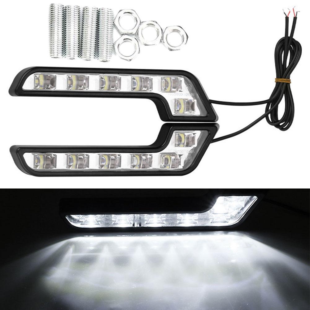 Universal LED Car Daytime Running Light 6LED 12V L-shaped DRL White Light 660LM Waterproof Driving Fog Lights Car LED Lamp