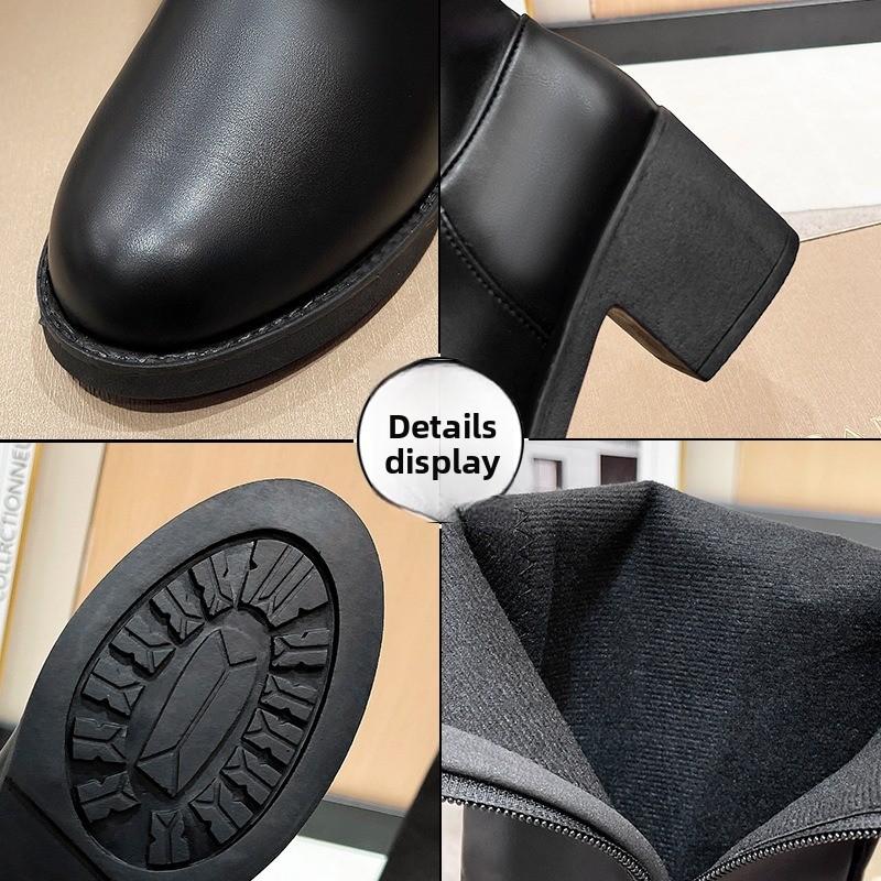 Luxury Women's Boots Fashion Knee-high Knight Boots Motorcycle Boots for Women High Quality Mid-calf Leather Booties Botas Mujer