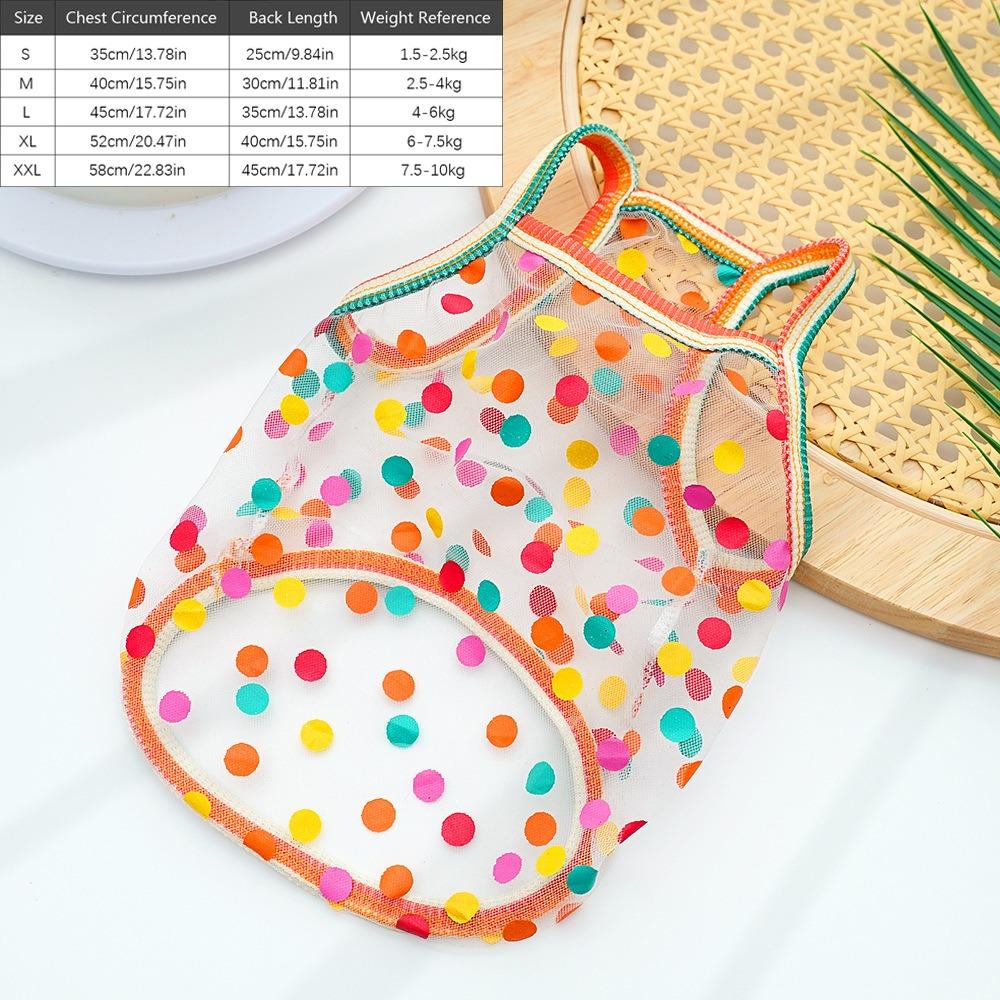

Comfortable Thin Dog T-Shirt Breathable Puppy Costumes Fashion Dog Suspender Vest Puppy Colorful Dots / L