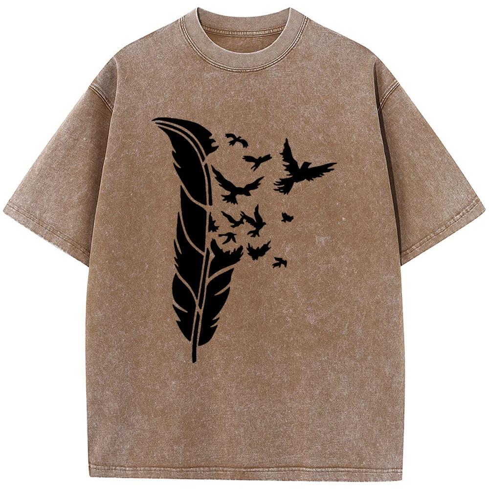 Streetwear Men Washed T-shirts 90s vintage unisex washed old T-shirt Men Casual Cotton Short Sleeve T-shirts