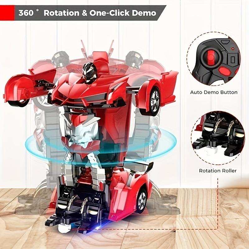 Coche Robot Transformable con Control Remoto 2 en 1, Mini Coche de Carreras RC de Juguete, Transformación Automática, Regalo Educativo STEM para Niños