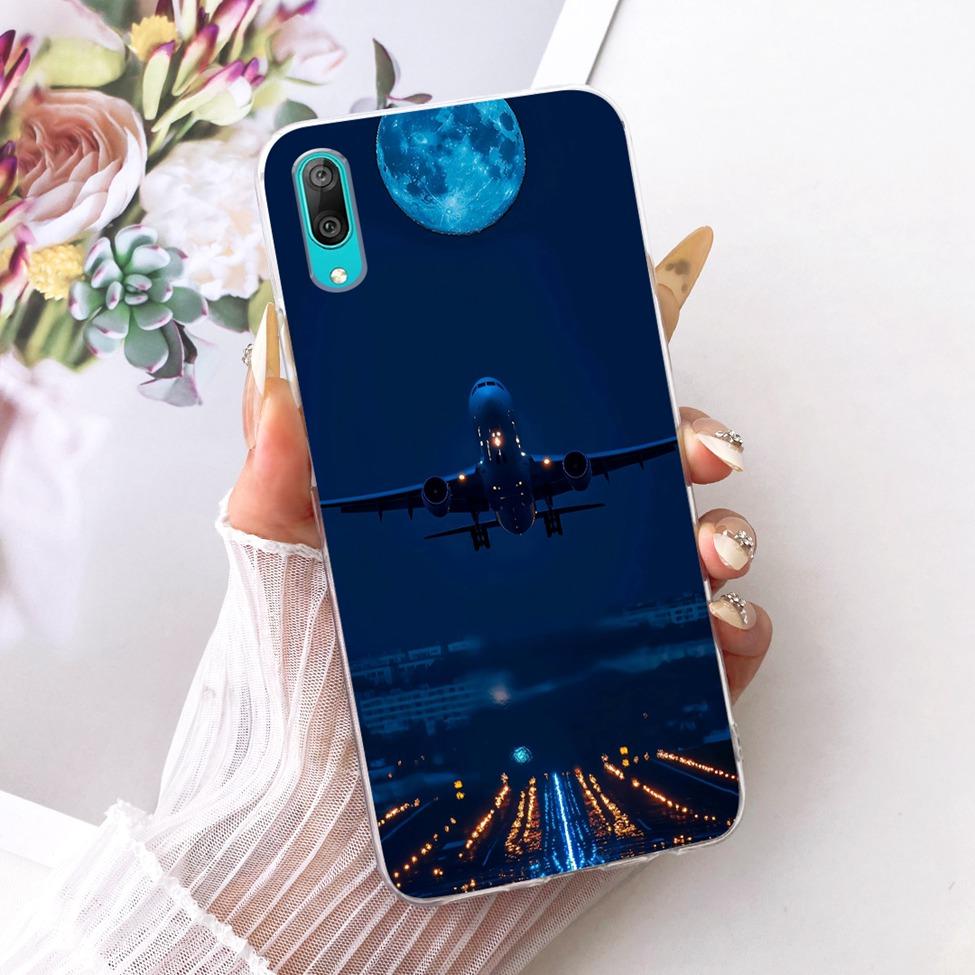 Transparent For Huawei Y7 Pro 2019 Case DUB-LX2 Cute Cat Fashion Butterfly Funny Painted Cover For Huawei Y7Pro 2019 Casing