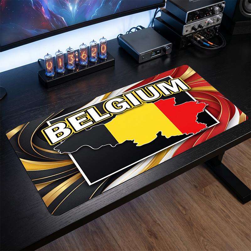 Belgium Football Crest Mouse Pad, Extended Non Slip Rubber Desk Mat for Gaming Office Laptop Fan Gift