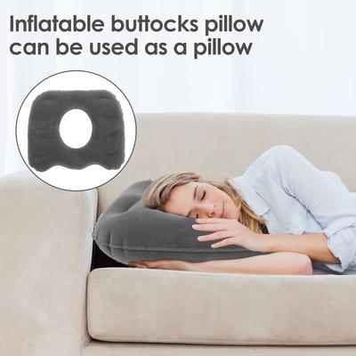 Coussin de siège gonflable de bureau PVC floqué Coussin de siège de chaise Double valve d'air Étanche Oreiller de voyage Fournitures de bureau portables