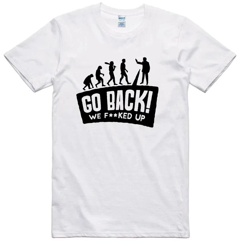 Mens Funny T Shirt Evolution Go Back Design Regular Fit 100% Cotton Tee L