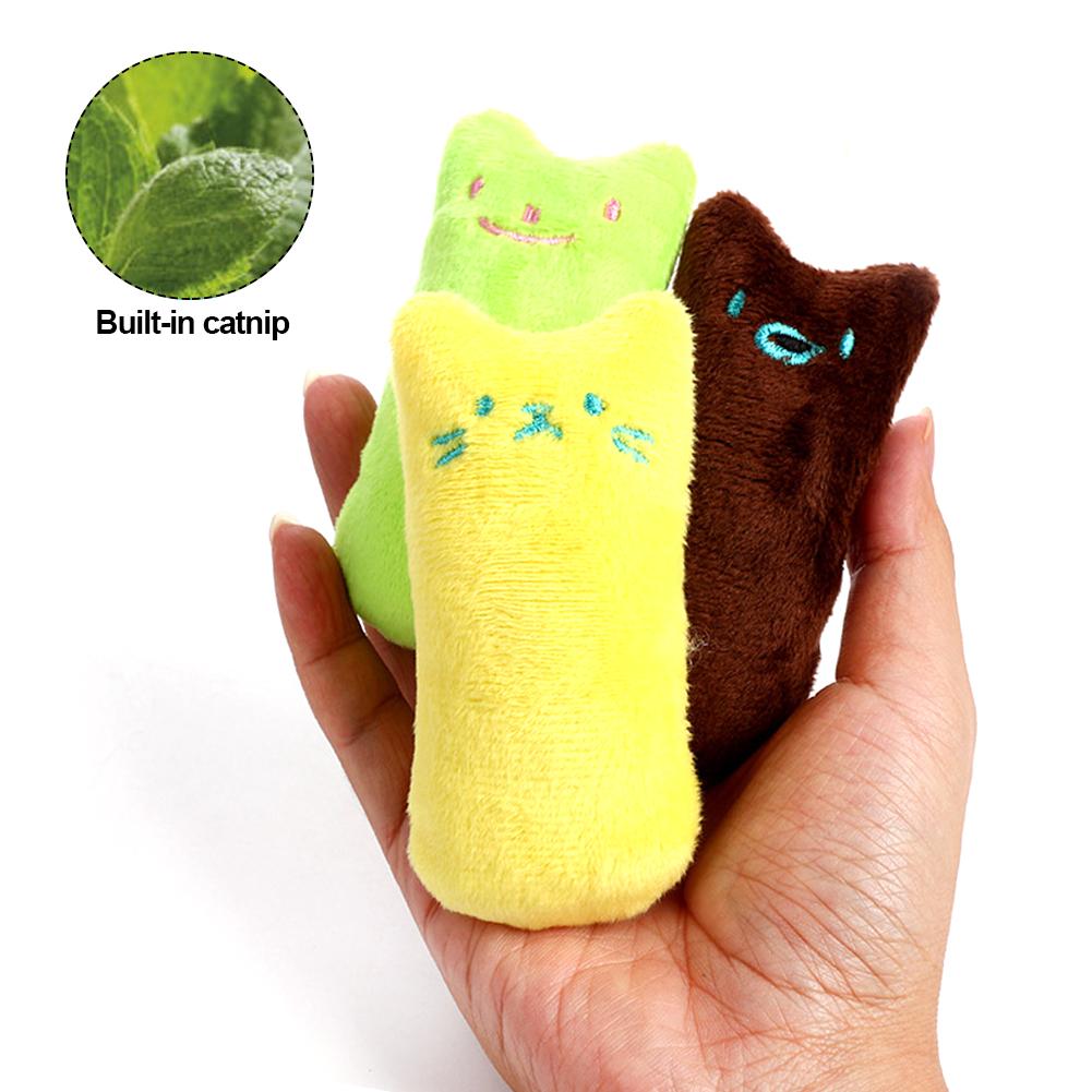 Cute Cat Face Catnip Cats Toy Kitten Teeth Chewing Biting Plush Toys Cat Plush Thumb Pillow Pet Accessories
