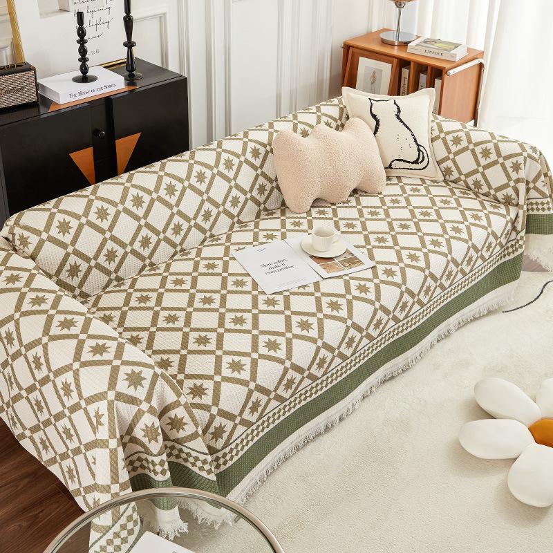Waffle Sofa Cover Blanket Jacquard Non-slip Sofa Towel for Living Room Furniture Decor Tapestry Couch Cover Universal Sofa Towel