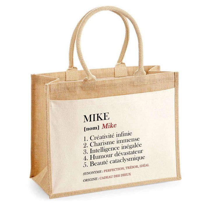Sac de plage - PLANETEE - Jute avec poche Mike Définition - Coton imprimé France - 43x33 cm - Anses bandoulière