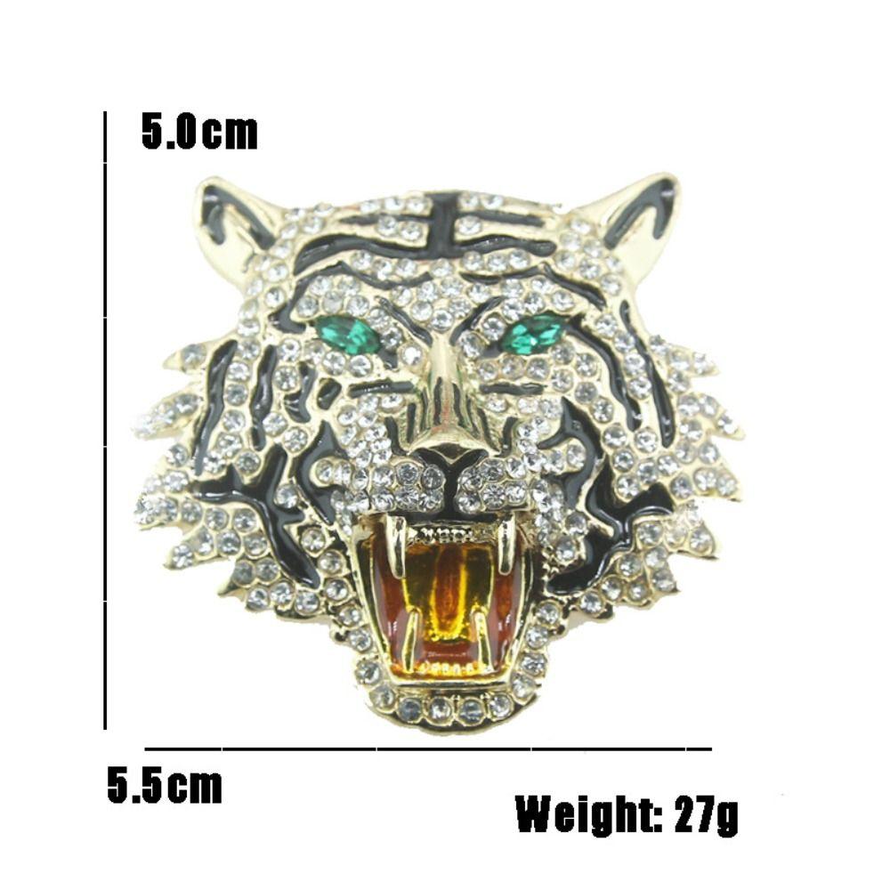Rhinestone Tiger Brooches Roaring Animal Badge Backpack Tiger Head Pin Banquet Party
