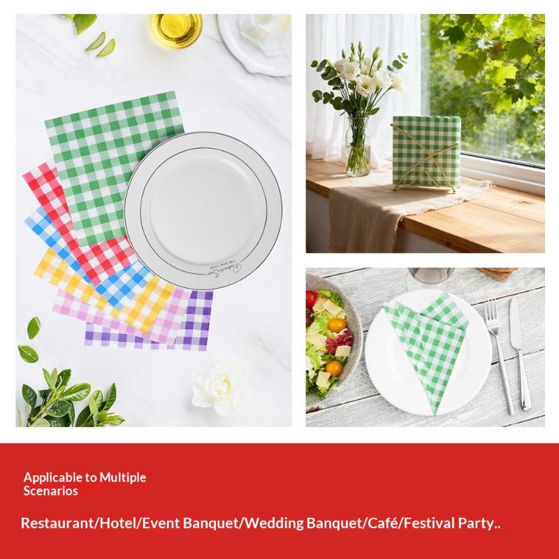 20 Sheets Colorful Gingham Disposable Paper Napkins Soft Absorbent For Picnics Birthday Wedding Holiday Table Decorations