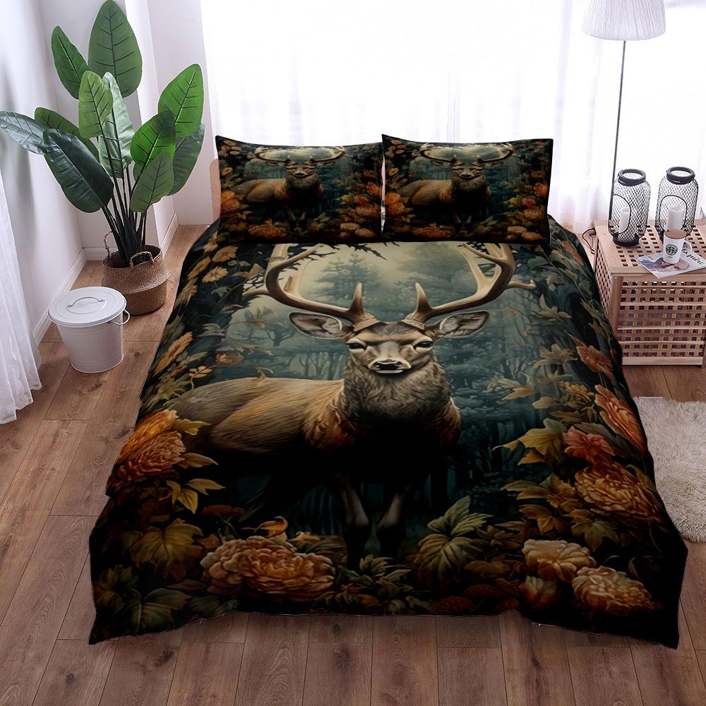 Wildtiere Hirsch Bettbezug Set EU Einzel Doppel King US Twin Full Queen Größe Bettwäsche Set