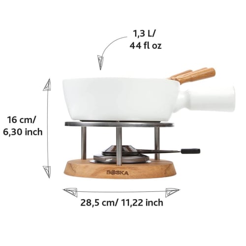 BOSKA Fondue Pot, White, 290 X 225 X 190mm, 1L, for Cheese Fondue, 4 People, Bianco, 340029