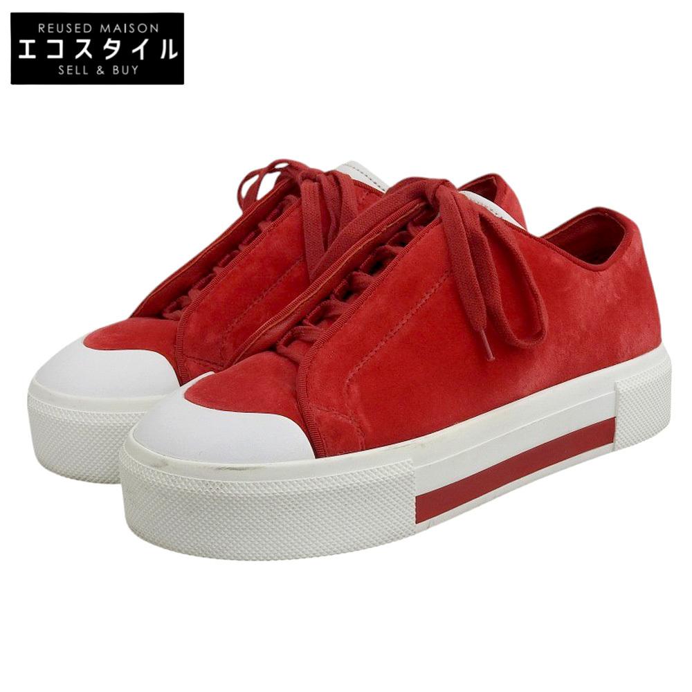 Alexander Mcqueen Beautiful Low-cut Sneakers Shoes for Women In Velvet, Red and White, Size 37, 482173 Shoes 37 Red / whiteUsed
