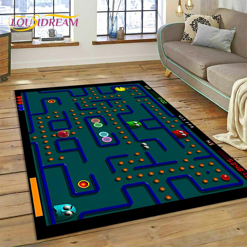 3D Retro Pakkuman Classics Game Carpet Rug for Bedroom Living Room Home Sofa Decoration,Children Game Large Decor Floor Mat Gift