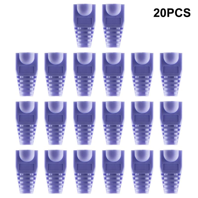 20pcs OD6.5 Cable Connector Plug Cover CAT5E CAT6 RJ45 Ethernet Network Cable 10 Colors Strain Relief Boots RJ45 Connector Caps