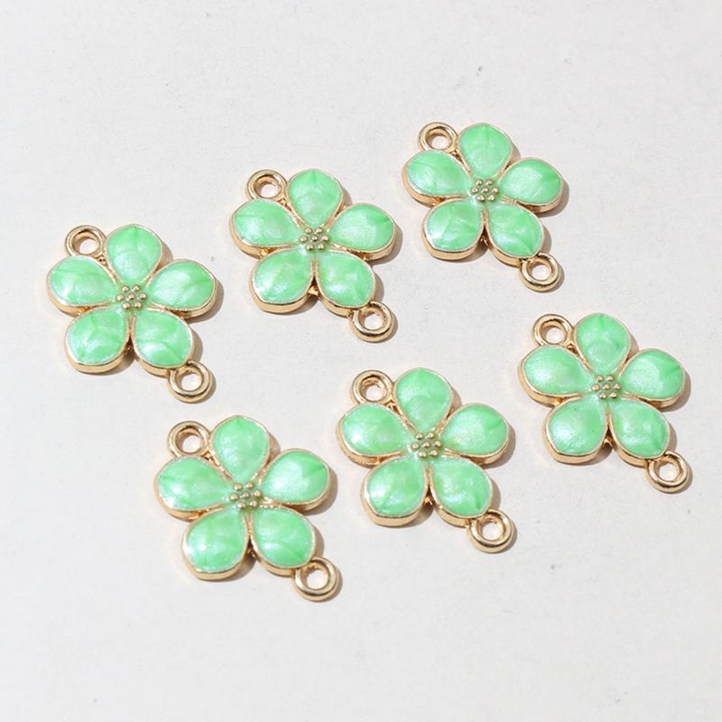 20pcs Enamel Flower Pendant Connector Charms 19x14mm Double Loops DIY Jewelry Making Accessories Findings for Necklace Bracelet