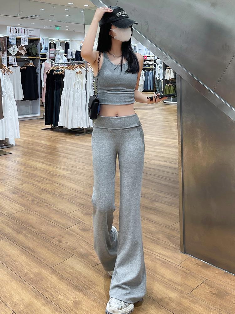 High-Waist Ice Silk Flare Yoga Pants - Slimming & Casual Sportswear