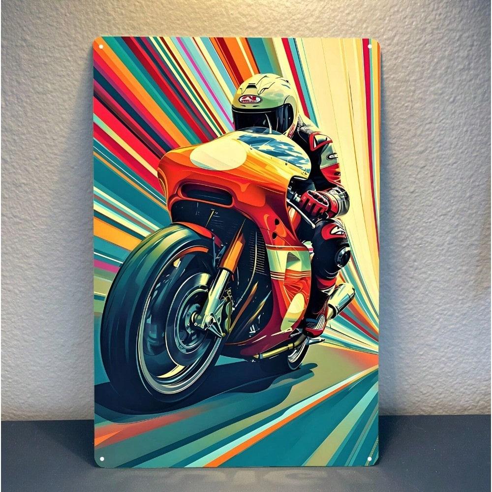 Vintage Motorcycle Metal Tin Sign Retro Wall Art Garage Decor 20x30