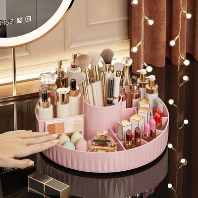 Organizzatore per Trucco Rotante a 360 Gradi Scatola Porta Cosmetici con Porta Pennelli da Trucco Organizer Rotondo da Toeletta per Prodotti per la Cura della Pelle Profumi Lozioni