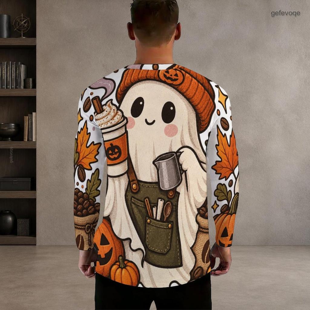 Men Plus Size Crew Neck Long Sleeve Shirt Black Gothic Skull Lion Graphic Casual Street Style Top