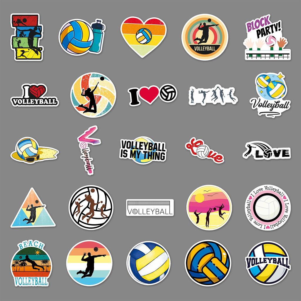 50 Volleyball Graffiti Sports Stickers - DIY, Waterproof, Creative Skateboard & Luggage Decals
