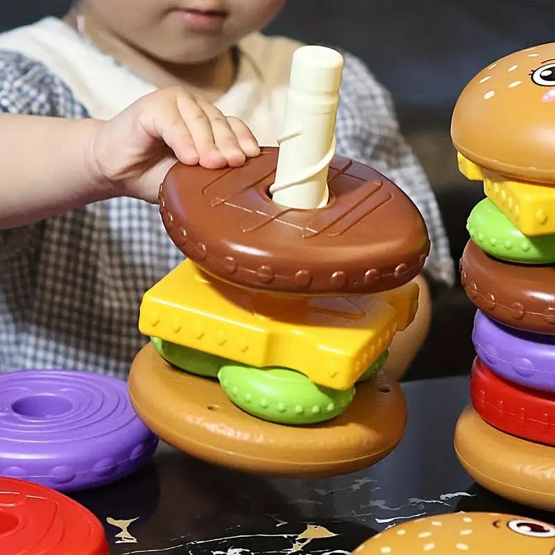 Stacking Burger Toy – Multi-Color Puzzle For Hand-Eye Coordination & Rotation, Educational Gift For Kids On Birthdays & Holidays