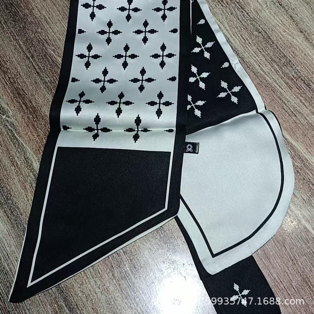 Silk Scarf Small Long Square Scarf Women'S High-End Neck Protection Scarf Professional Matching Shirt Scarf