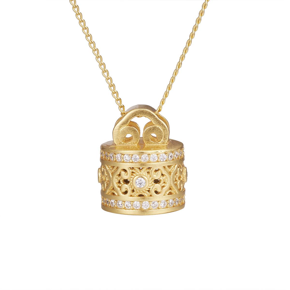 

Серебряная подвеска S925, старинное наследие, маленькая печать благословения, женский стиль, универсальная цепочка для свитера, серебряные украшения 925 silver